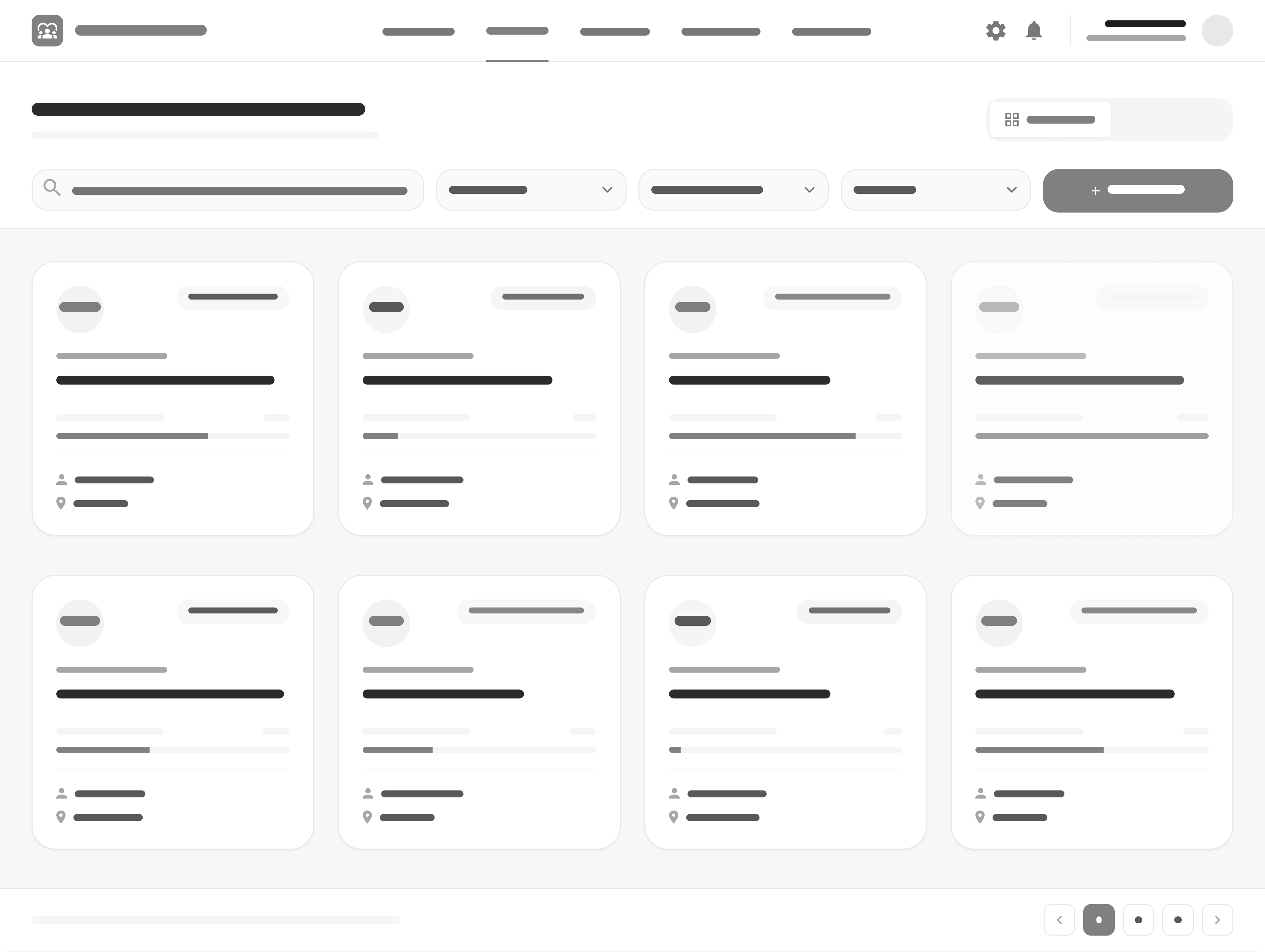 Thrive case management wireframe showing search and filtering